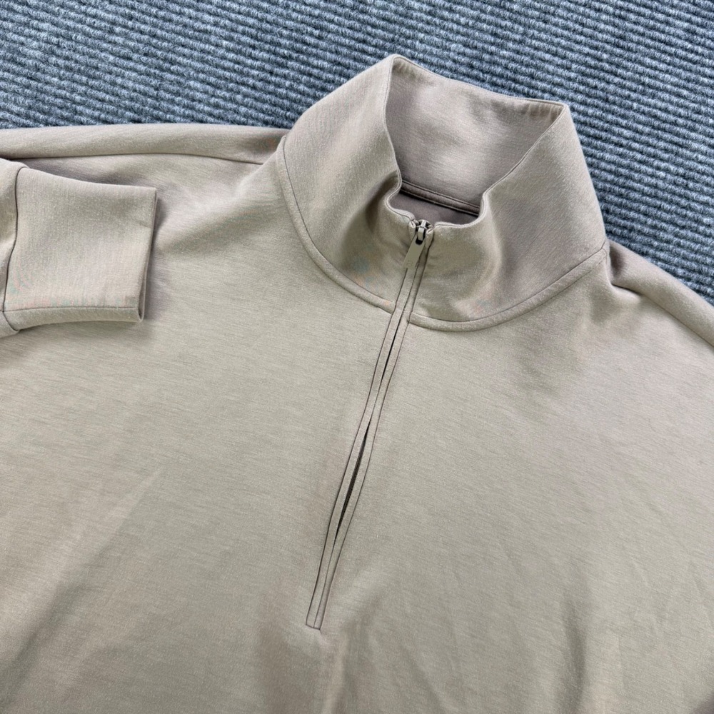 BYLT Premium Basics Womens Large Tan Khaki 1/4 Zip Pullover Drop Shoulder Top